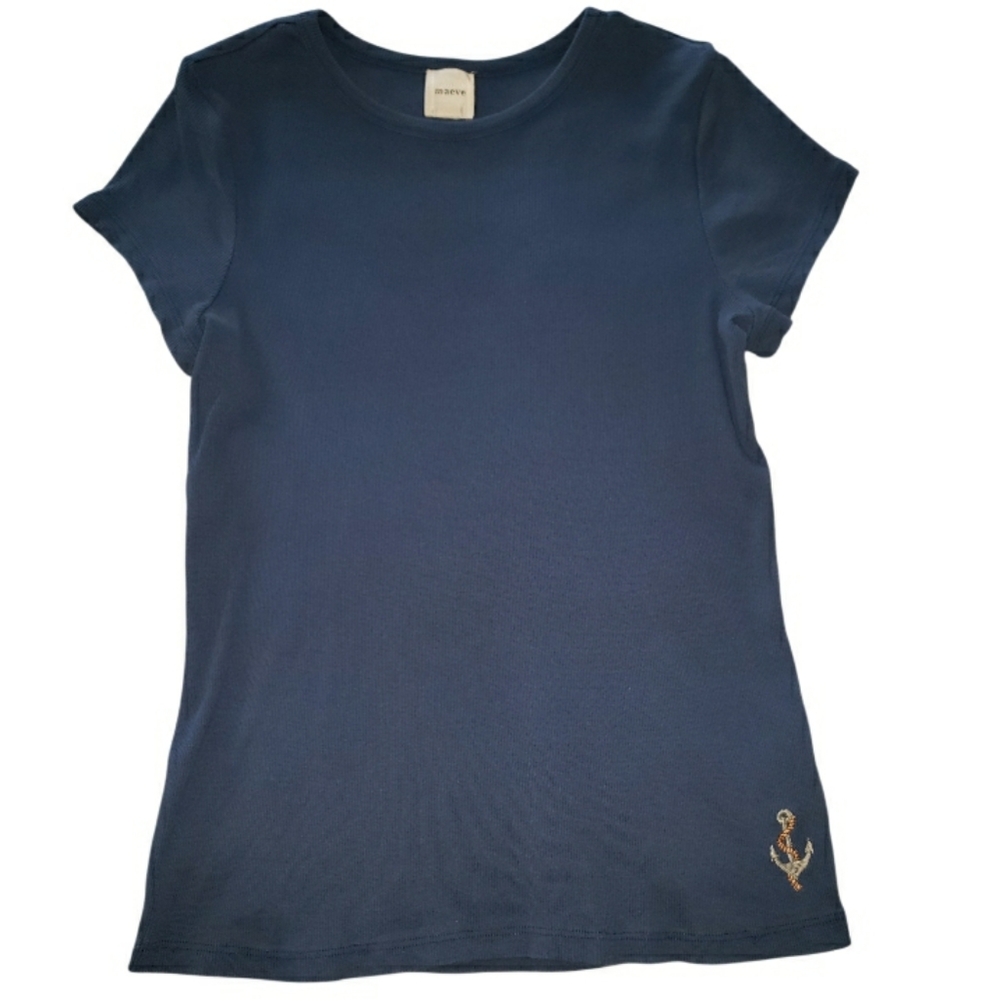 Anthropologie Navy Short Sleeve Tee